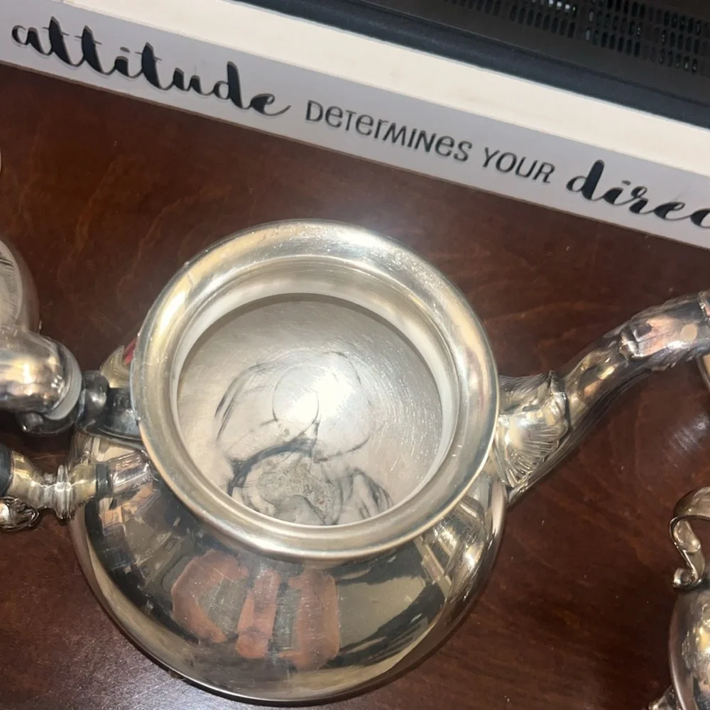Gorham Vintage Silver 3 Piece Duchess Coffe Set with Cream and Sugar Bowl EUC